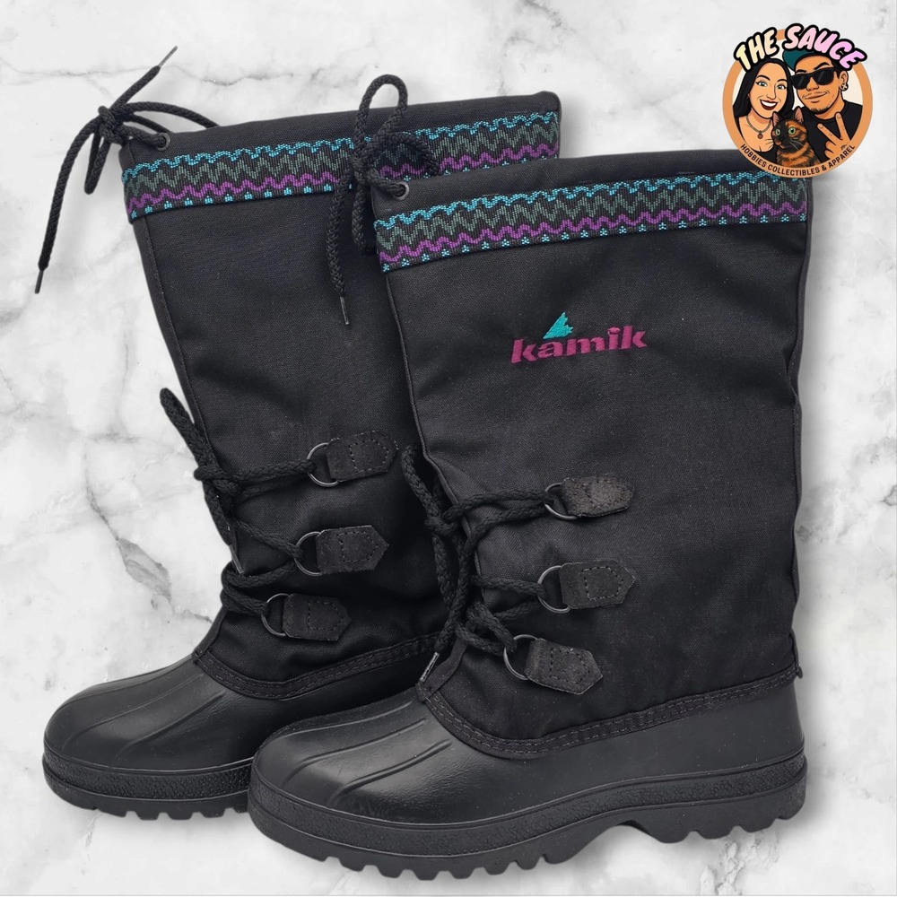 Kamik Winter Boots Women 8 Black Vintage 90s Waterproof‎ Snow Insulated Canada